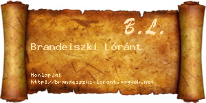 Brandeiszki Lóránt névjegykártya